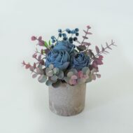 Small Vintage-Style Blue Rose Potted Plant