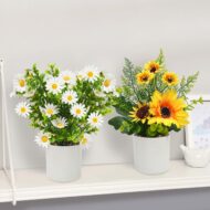 4-Piece Small Artificial Potted Flower Set - Image 2