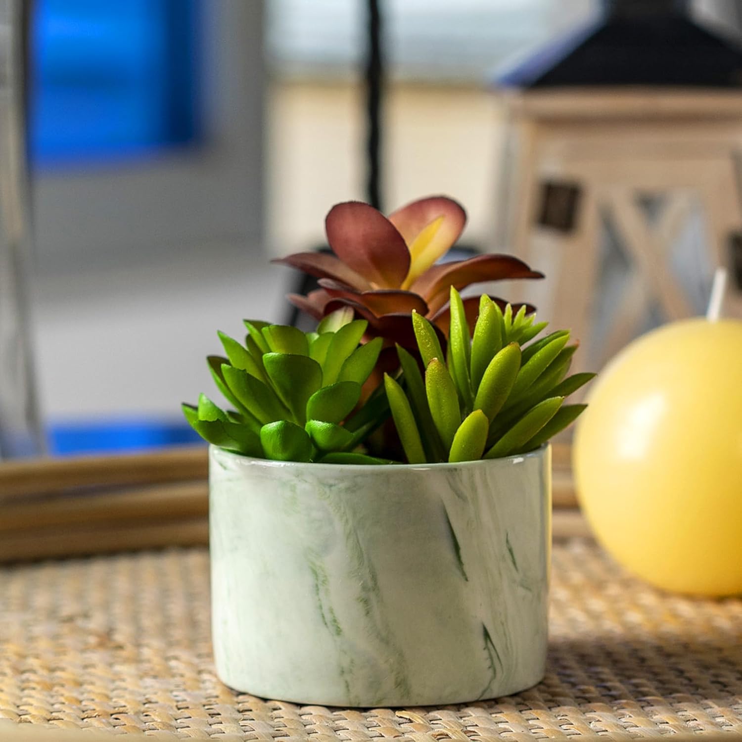 71jprebp99L._AC_SL1500_.jpg Cute Colorful Artificial Succulent Potted Plants - Image 1