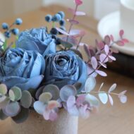 Small Vintage-Style Blue Rose Potted Plant - Image 3