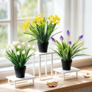 3-Piece Set of Small Artificial Potted Flowers - Image 3