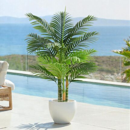 Artificial Three-Stem Golden Areca Palm