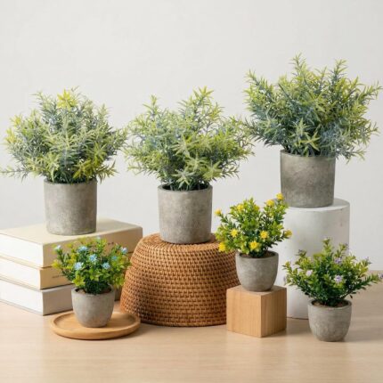 6-Piece Small Artificial Potted Plant Set